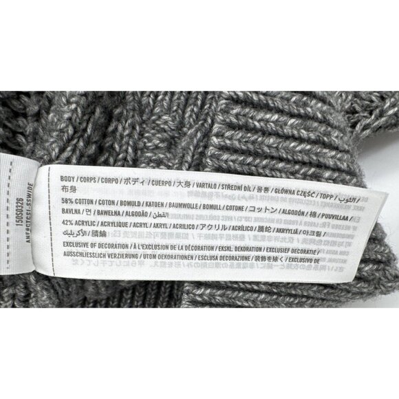 Abercrombie Fitch Women Gray Classic Fisherman Cable Knit Crew Neck Sweater XS - Picture 8 of 8